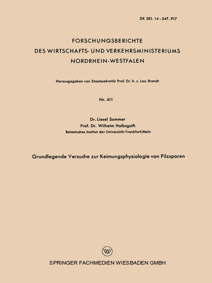 cover image of Grundlegende Versuche zur Keimungsphysiologie von Pilzsporen